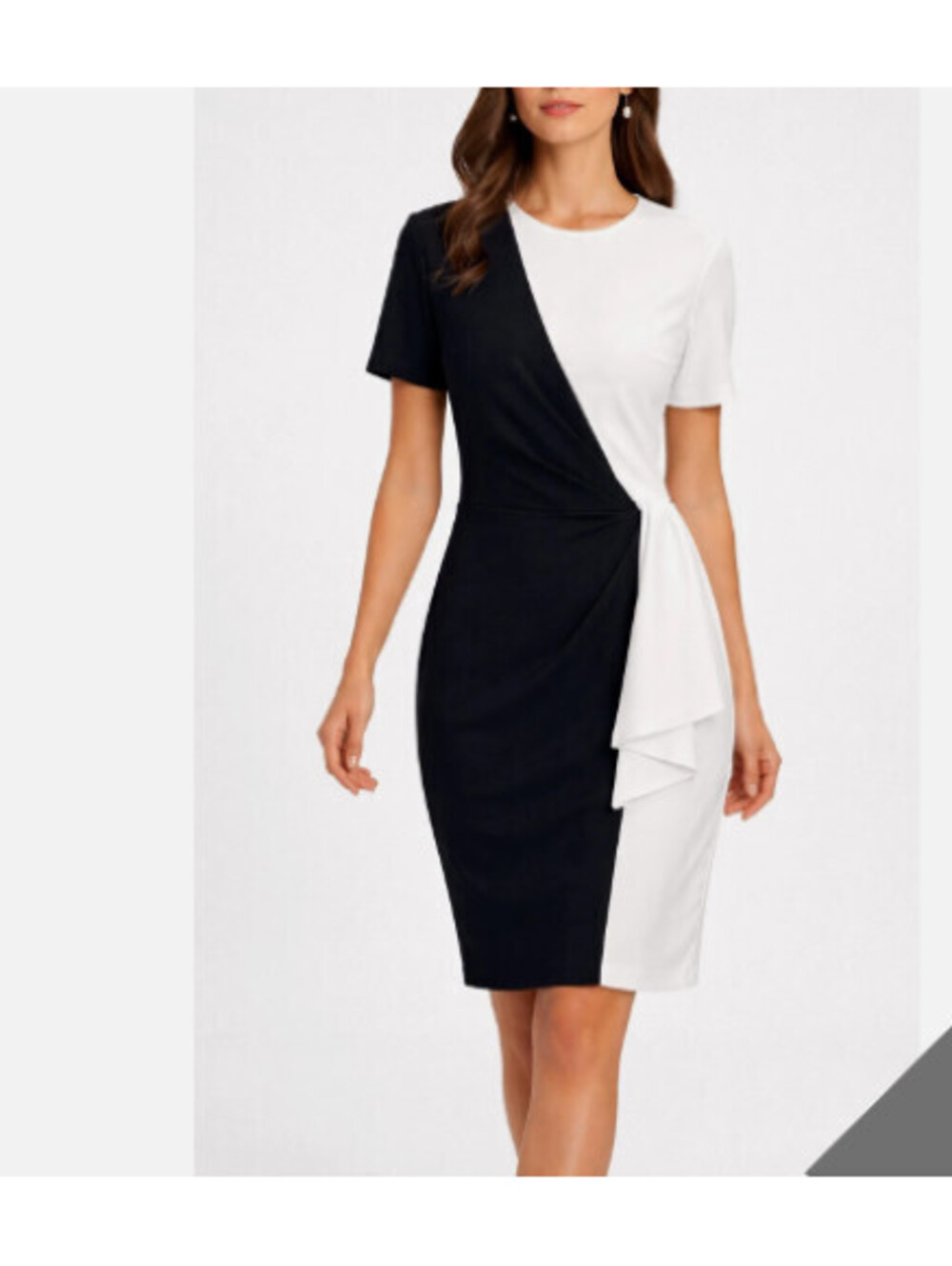 Calvin Klein Size 6 Colorblock Navy and White Sheath Dress Short sleeve